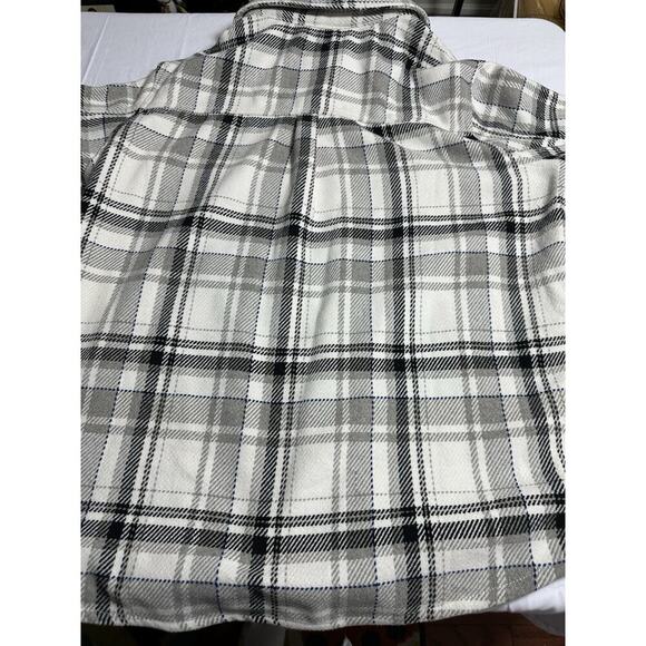 Zara Men's Plaid Shacket Button Up Hooded Shirt Jacket Cream Gray Black size L - Picture 8 of 12